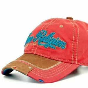 True Religion Script Embroidered Distressed Hat